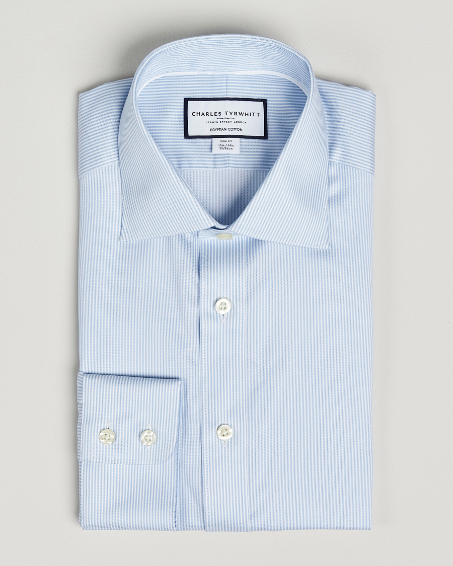 Herren | Hemden | Charles Tyrwhitt | Egyptian Cotton Fine Stripe Shirt Cornflower