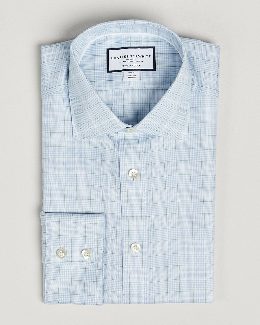 Herren | Hemden | Charles Tyrwhitt | Egyptian Cotton Pow Check Shirt Green/Blue