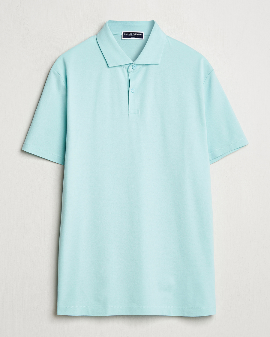 Herren | Poloshirts | Charles Tyrwhitt | Short Sleeve Cotton Pique Polo Aqua