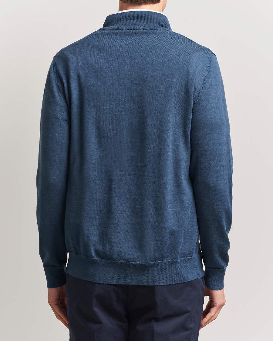 Herren | Pullover | Charles Tyrwhitt | Pure Merino Zip Neck Jumper Petrol Blue