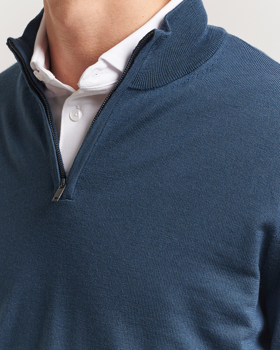 Herren | Pullover | Charles Tyrwhitt | Pure Merino Zip Neck Jumper Petrol Blue