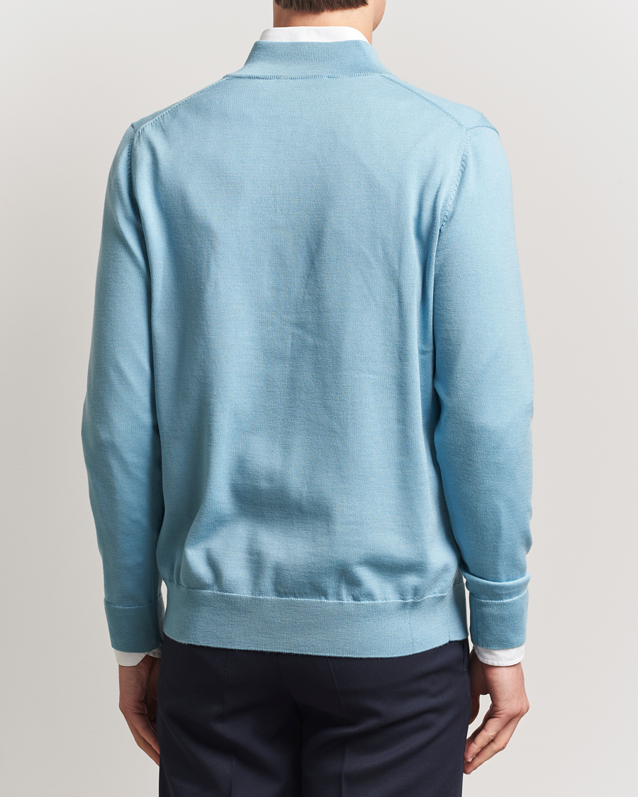 Herren | Pullover | Charles Tyrwhitt | Pure Merino Zip Neck Jumper Aqua Green