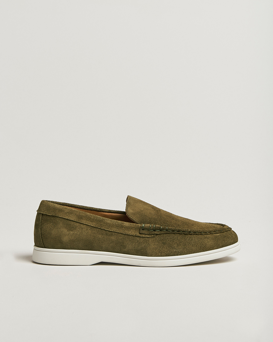 Herren | Charles Tyrwhitt Suede Slip On Loafers Olive Green | Charles Tyrwhitt | Suede Slip On Loafers Olive Green