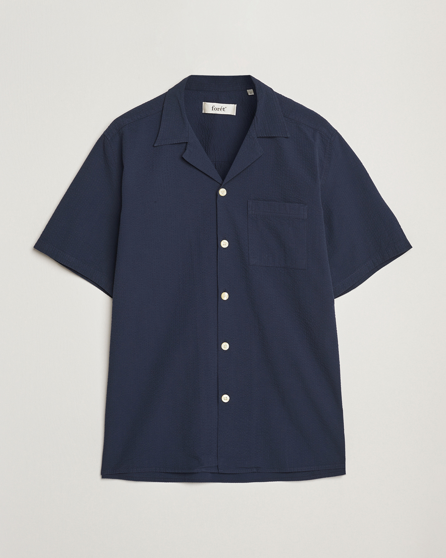 Herren | Hemden | Forét | Hush Short Sleeve Seersucker Shirt Navy