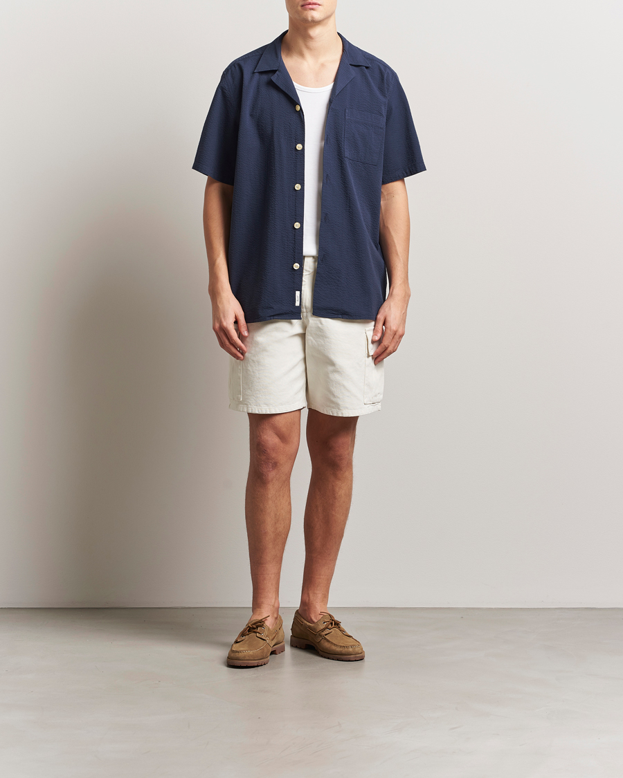 Herren | Hemden | Forét | Hush Short Sleeve Seersucker Shirt Navy