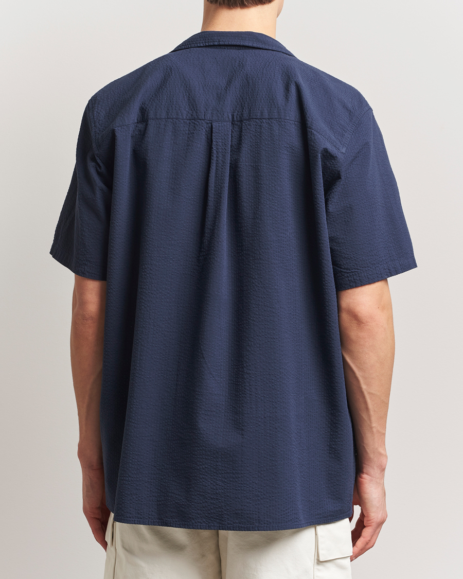 Herren | Hemden | Forét | Hush Short Sleeve Seersucker Shirt Navy