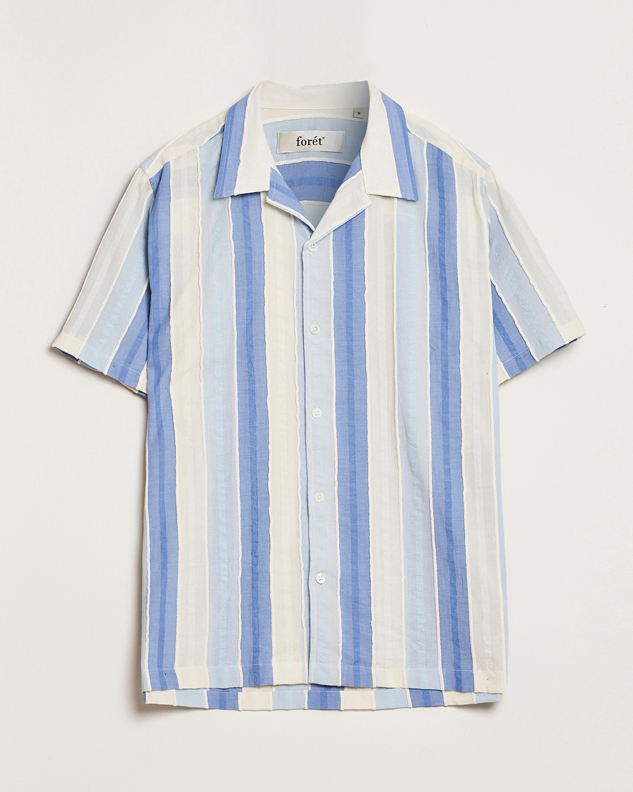 Herren | Hemden | Forét | Peer Jaquard Short Sleeve Shirt Blue