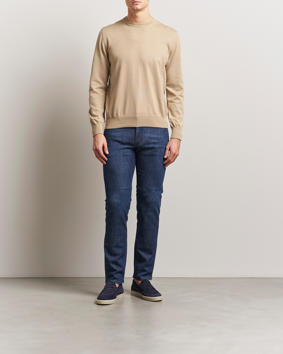 Herren | Pullover | Canali | Cotton Crew Neck Pullover Beige