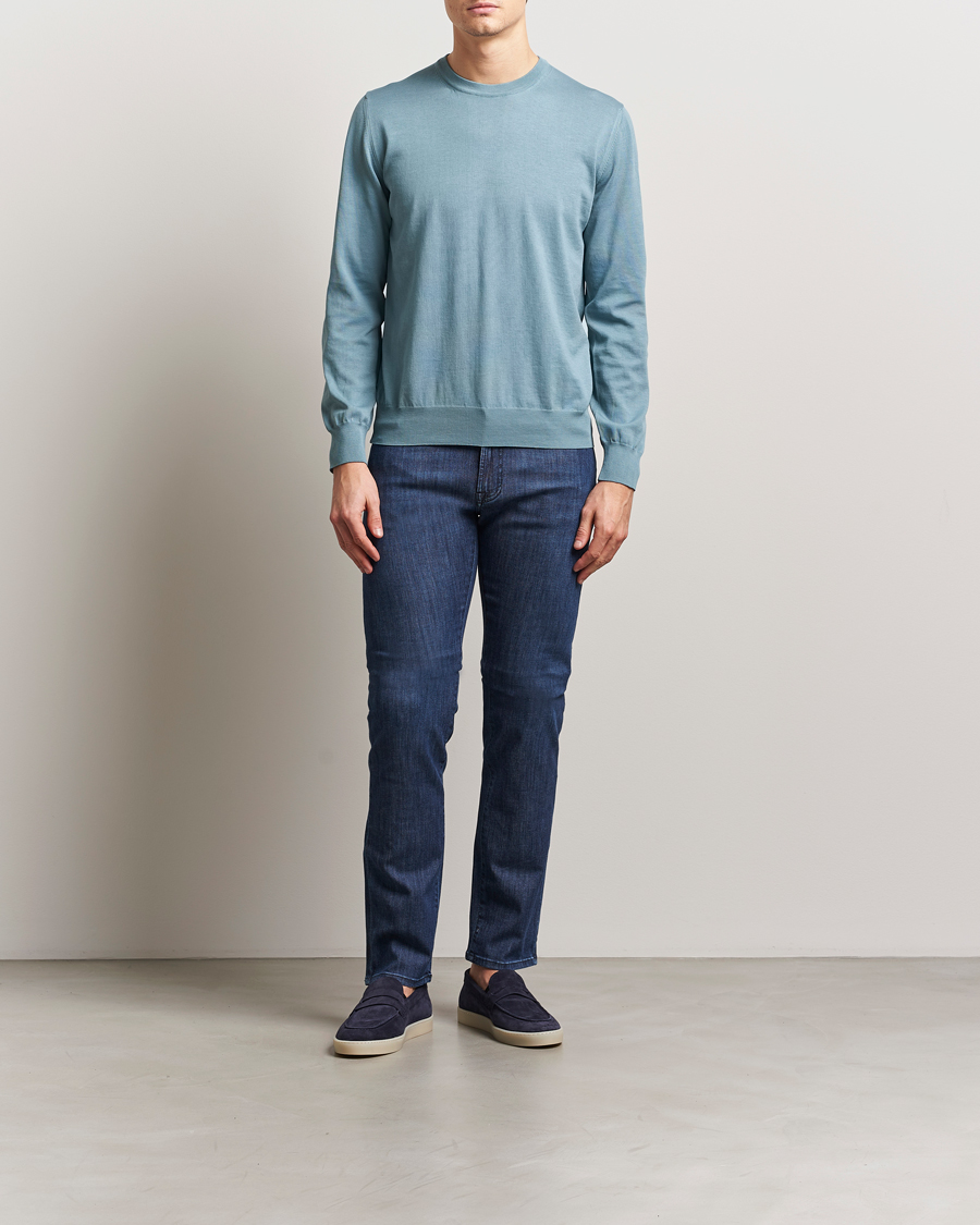 Herren | Pullover | Canali | Cotton Crew Neck Pullover Teal