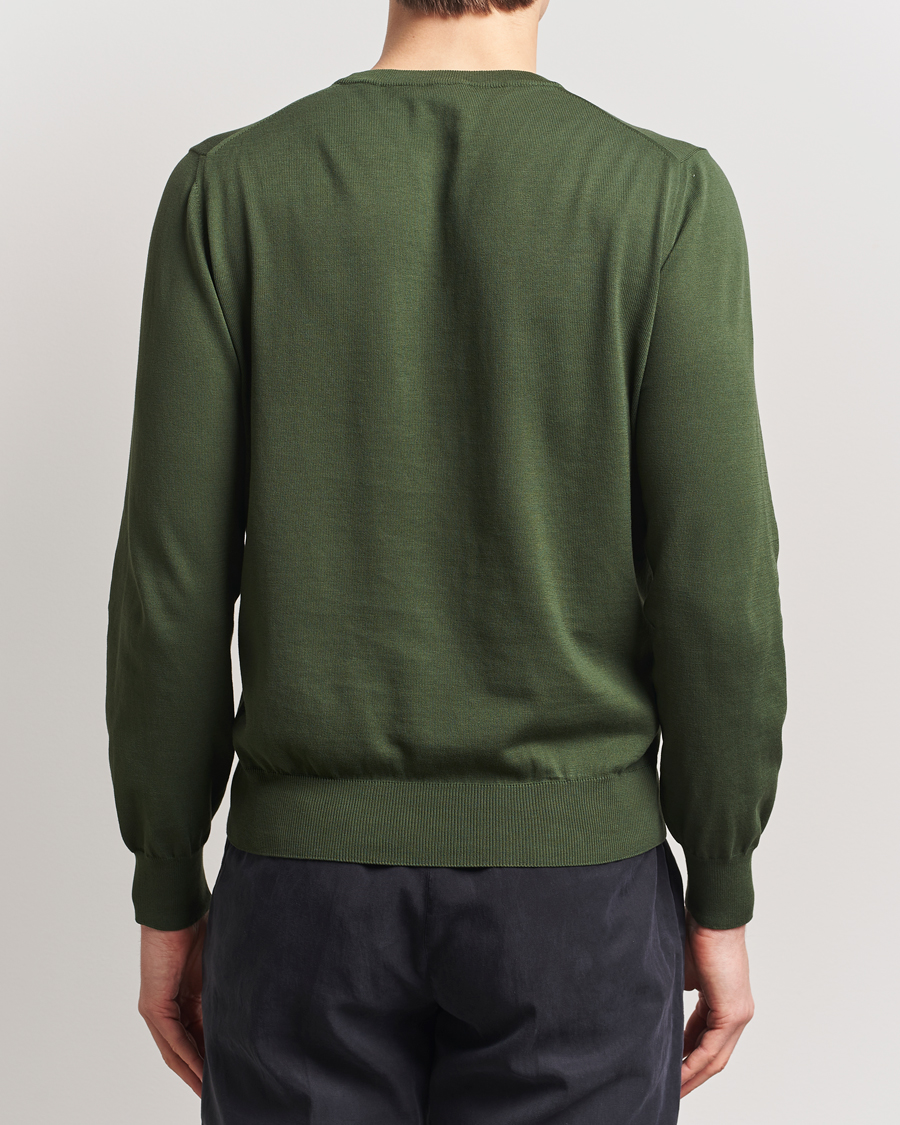 Herren | Pullover | Canali | Cotton Crew Neck Pullover Dark Green