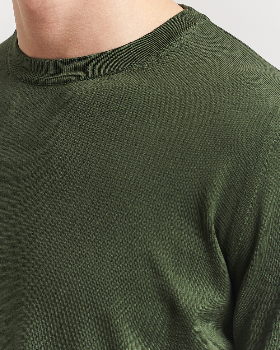 Herren | Pullover | Canali | Cotton Crew Neck Pullover Dark Green