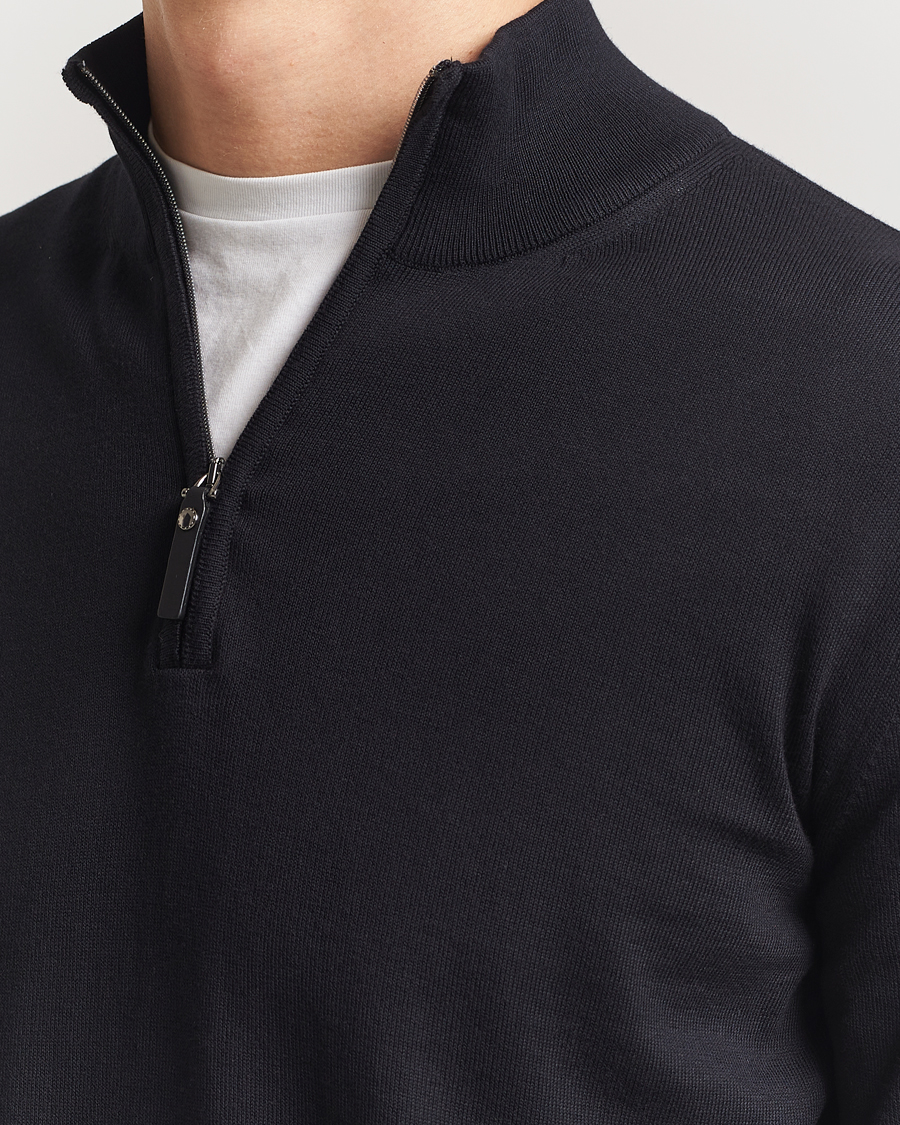 Herren | Pullover | Canali | Cotton Half Zip Black