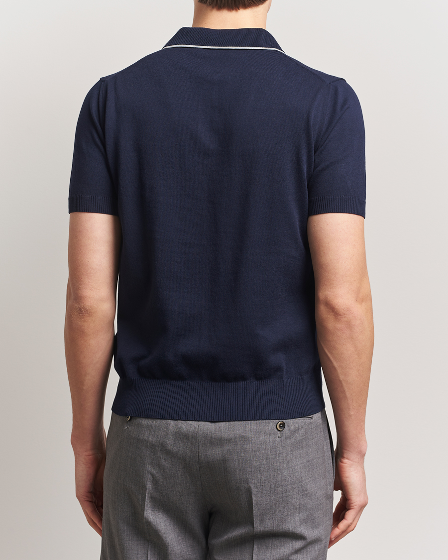 Herren | Poloshirts | Canali | Contrast Short Sleeve Polo Navy