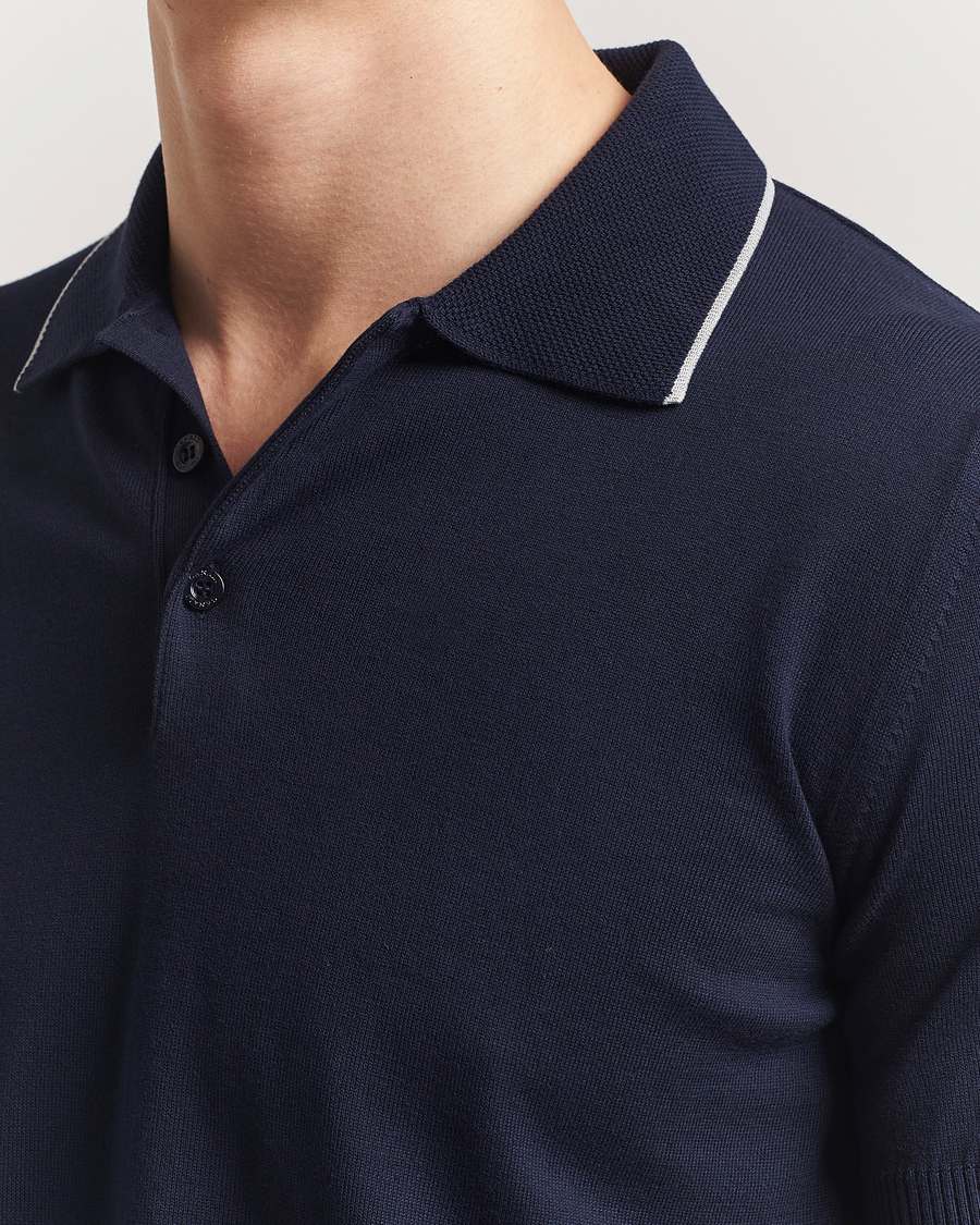 Herren | Poloshirts | Canali | Contrast Short Sleeve Polo Navy