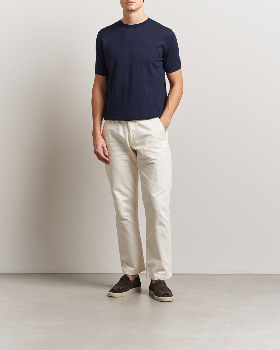 Herren | T-Shirts | Canali | Contrast Short Sleeve T-Shirt Navy