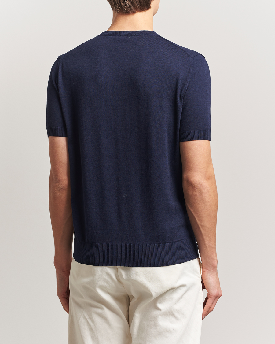 Herren | T-Shirts | Canali | Contrast Short Sleeve T-Shirt Navy
