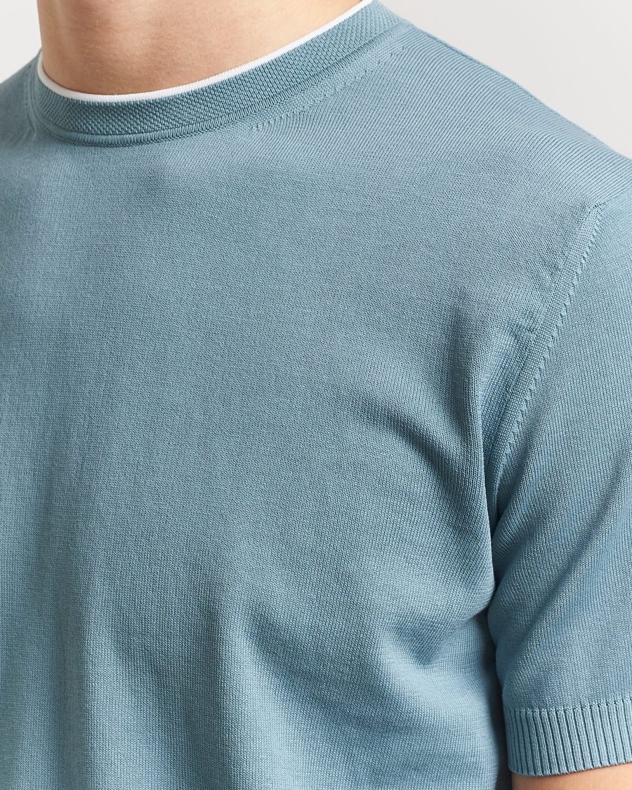 Herren | T-Shirts | Canali | Contrast Short Sleeve T-Shirt Teal