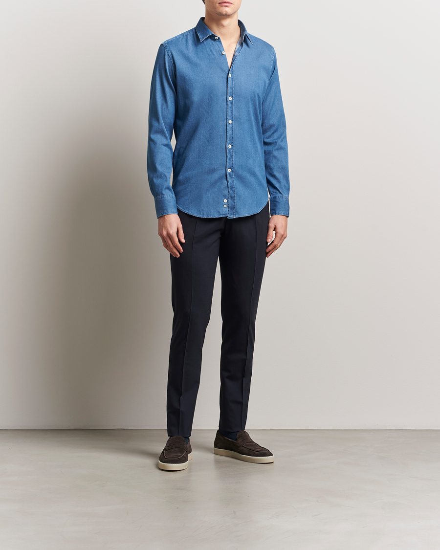 Herren | Hemden | Canali | Slim Fit Denim Shirt Medium Blue Wash
