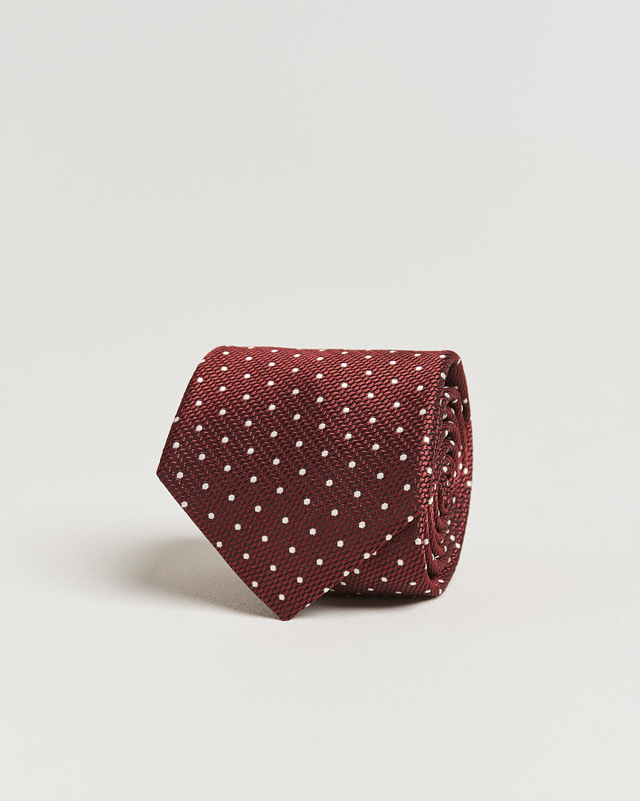 Herren | Canali Micro Dot Silk Tie Burgundy | Canali | Micro Dot Silk Tie Burgundy