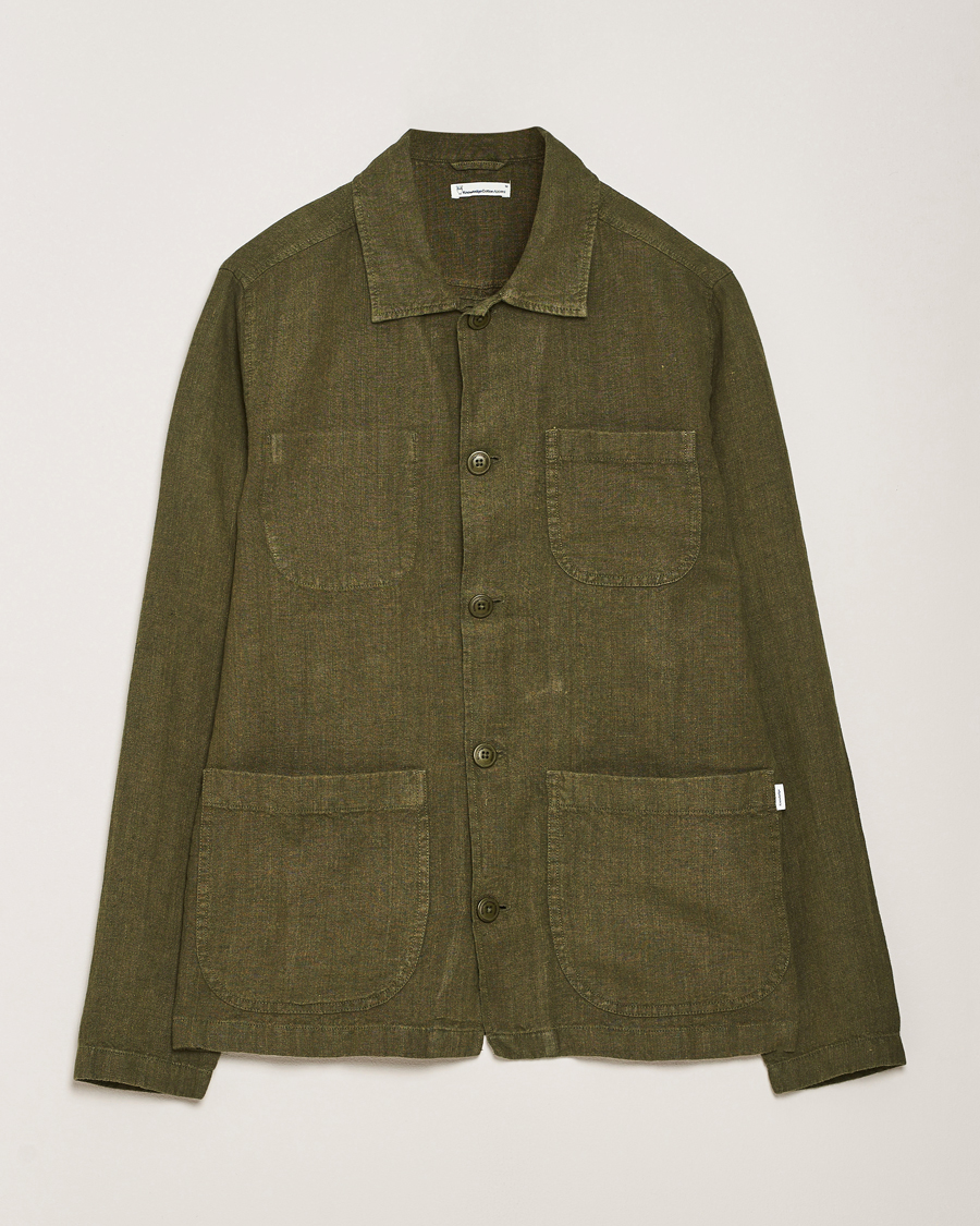 Herren | Hemden | KnowledgeCotton Apparel | Linen Overshirt Burnt Olive