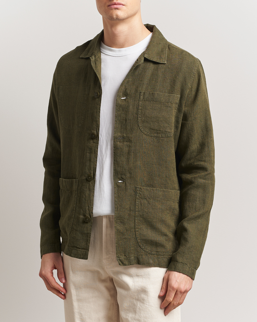 Herren | Hemden | KnowledgeCotton Apparel | Linen Overshirt Burnt Olive