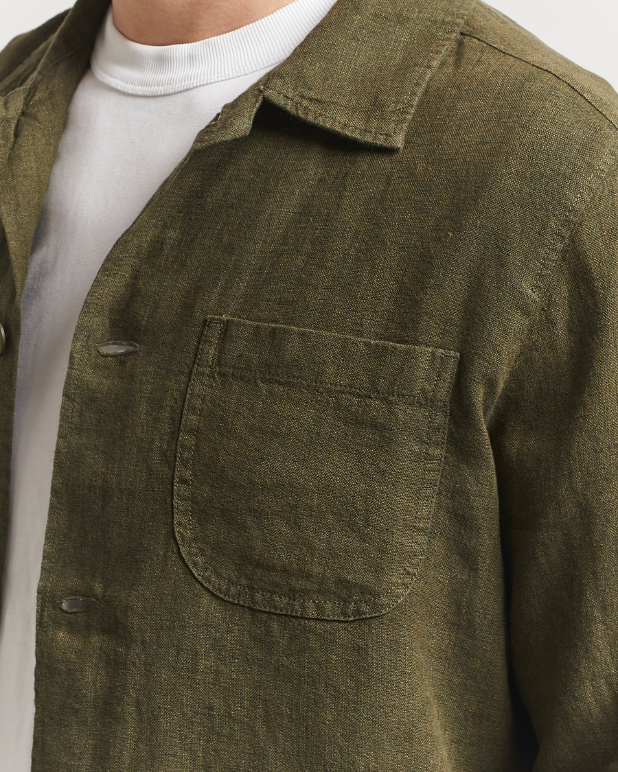 Herren | Hemden | KnowledgeCotton Apparel | Linen Overshirt Burnt Olive