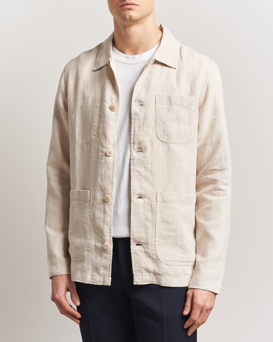 Herren | Hemden | KnowledgeCotton Apparel | Linen Overshirt Light Feather Grey