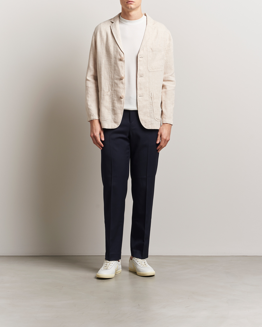 Herren | Sakkos | KnowledgeCotton Apparel | Linen Blazer Light Feather Grey