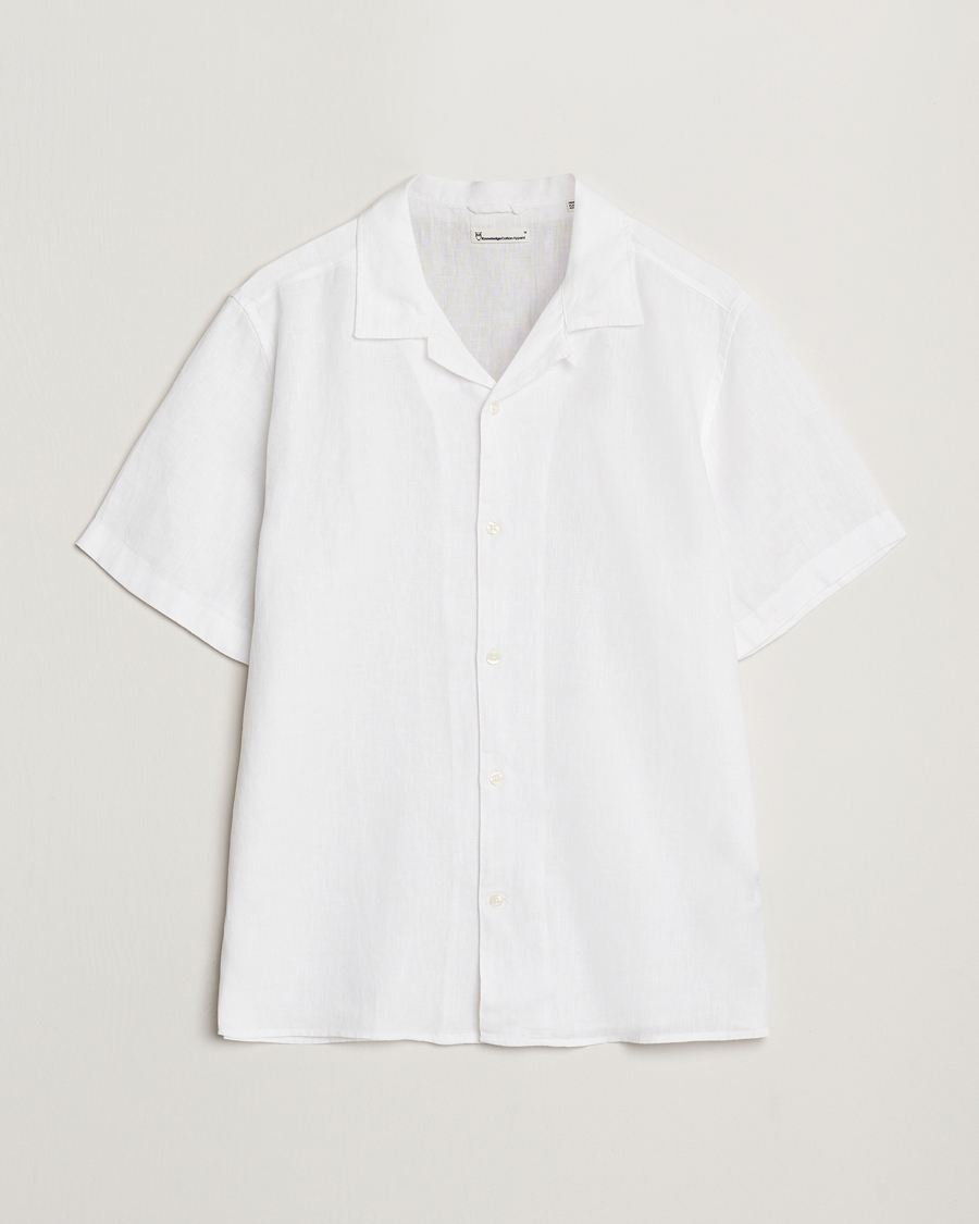 Herren | Hemden | KnowledgeCotton Apparel | Short Sleeve Linen Resort Shirt Bright White