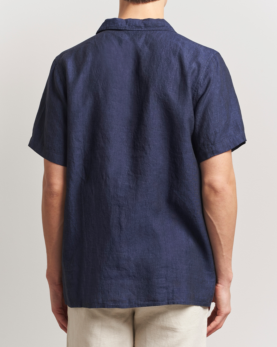 Herren | Hemden | KnowledgeCotton Apparel | Short Sleeve Linen Resort Shirt Total Eclipse