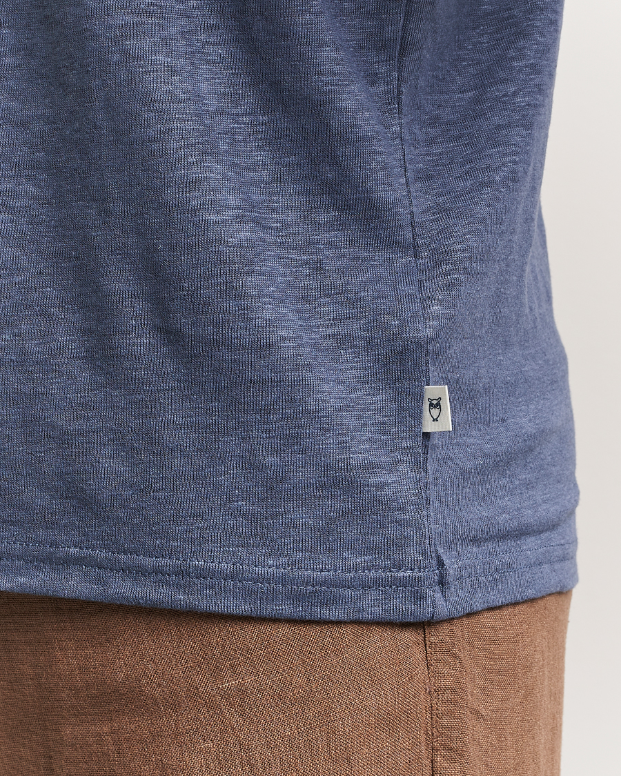 Herren | T-Shirts | KnowledgeCotton Apparel | Organic Linen T-Shirt Vintage Indigo