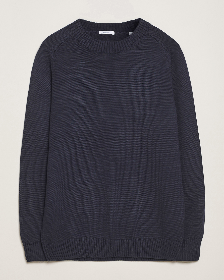 Herren | Pullover | KnowledgeCotton Apparel | Plain Knitted Cotton Crewneck Night Sky
