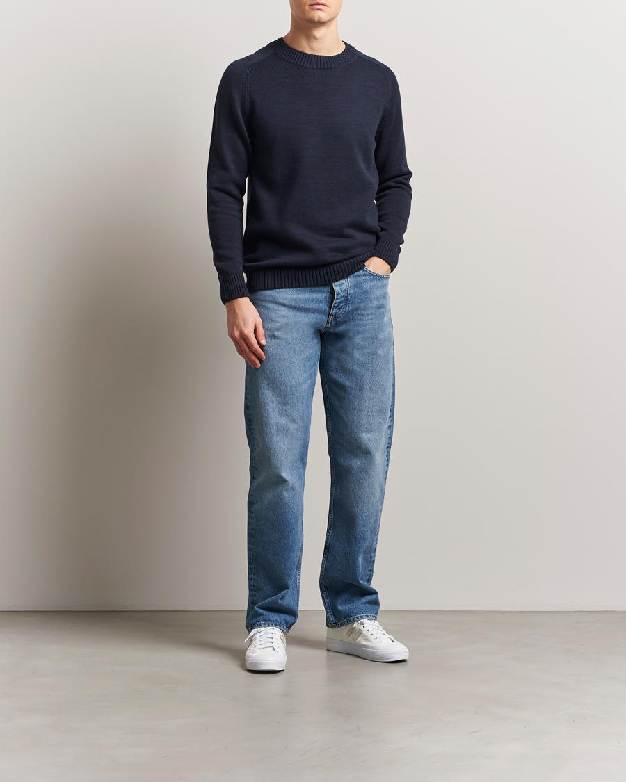 Herren | Pullover | KnowledgeCotton Apparel | Plain Knitted Cotton Crewneck Night Sky