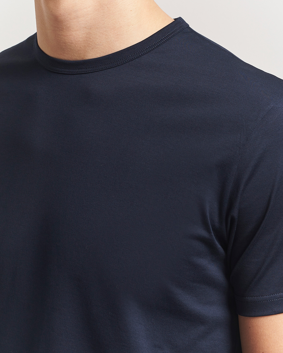 Herren | T-Shirts | Sunspel | Crew Neck Q82 Cotton T-Shirt Midnight Navy