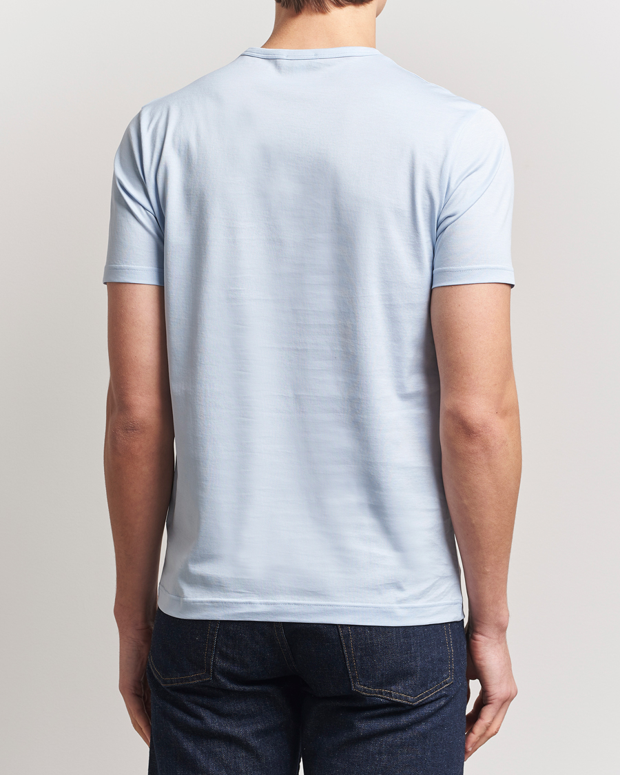 Herren | T-Shirts | Sunspel | Crew Neck Q82 Cotton T-Shirt Blue Mist