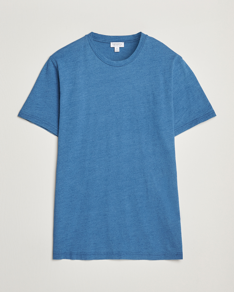 Herren | T-Shirts | Sunspel | Riviera Midweight T-Shirt Mid Indigo Wash