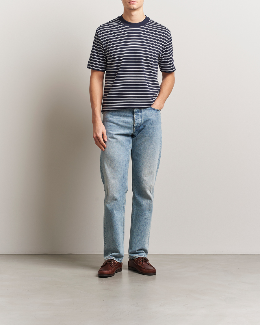 Herren | T-Shirts | Sunspel | Heavy Weight Supima Cotton T-Shirt Navy/White