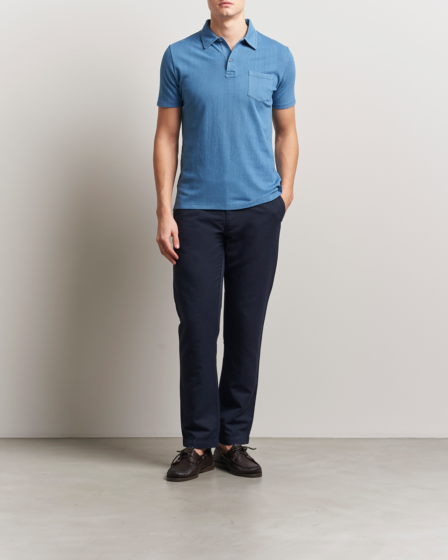 Herren | Poloshirts | Sunspel | Riviera Polo Shirt Mid Indigo Wash