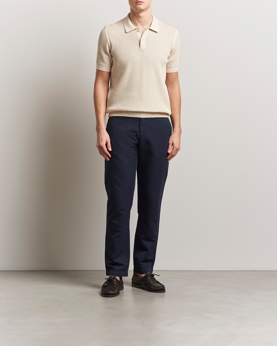 Herren | Poloshirts | Sunspel | Mesh Knit Stitch Polo Ecru