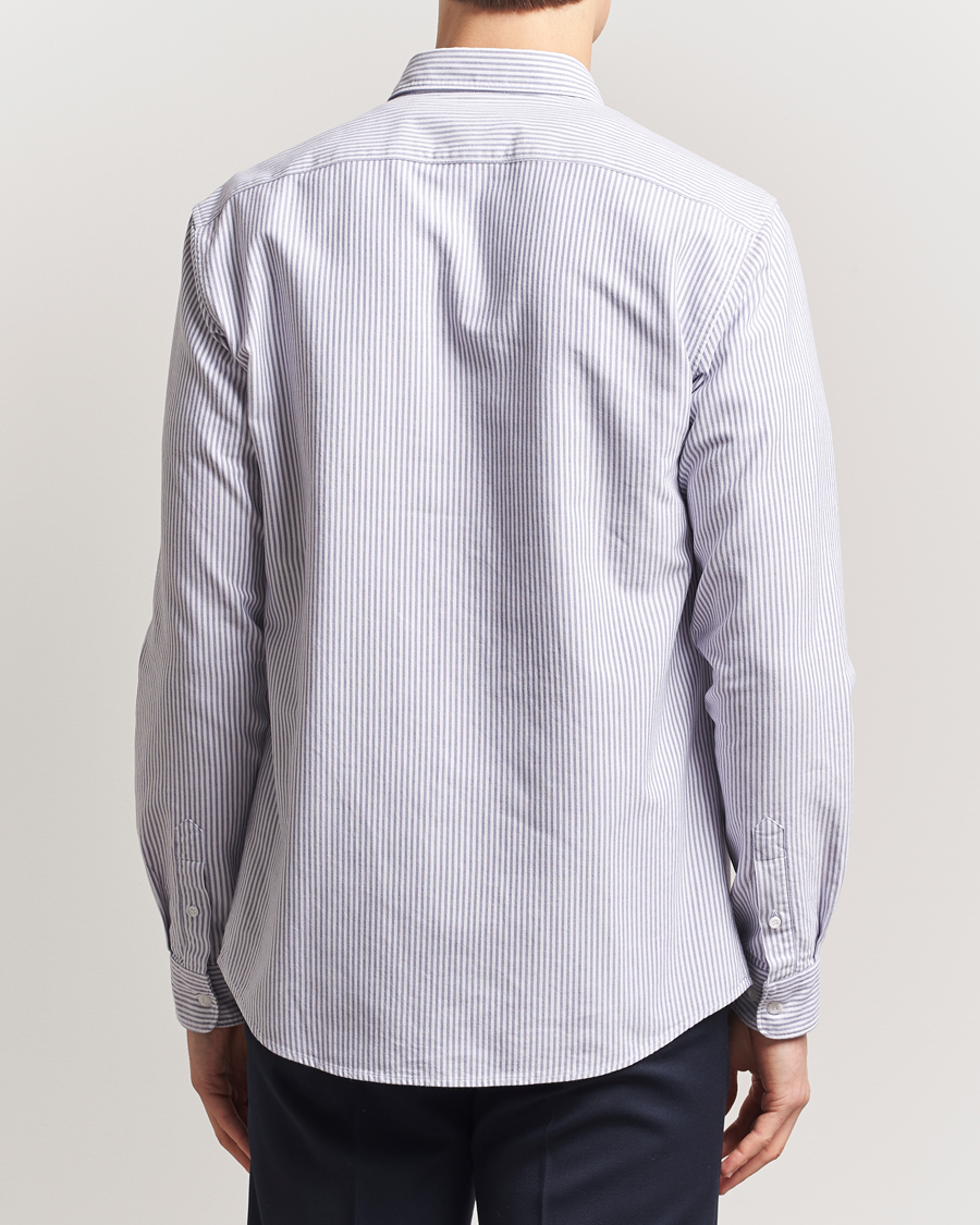Herren | Hemden | Sunspel | Striped Oxford Button Down Shirt White/Navy