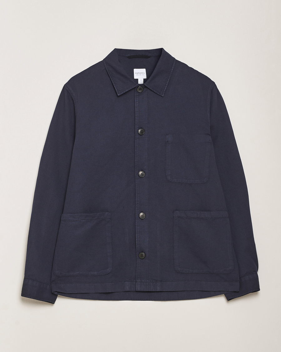 Herren | Hemden | Sunspel | Twin Pocket Cotton/Linen Jacket Navy