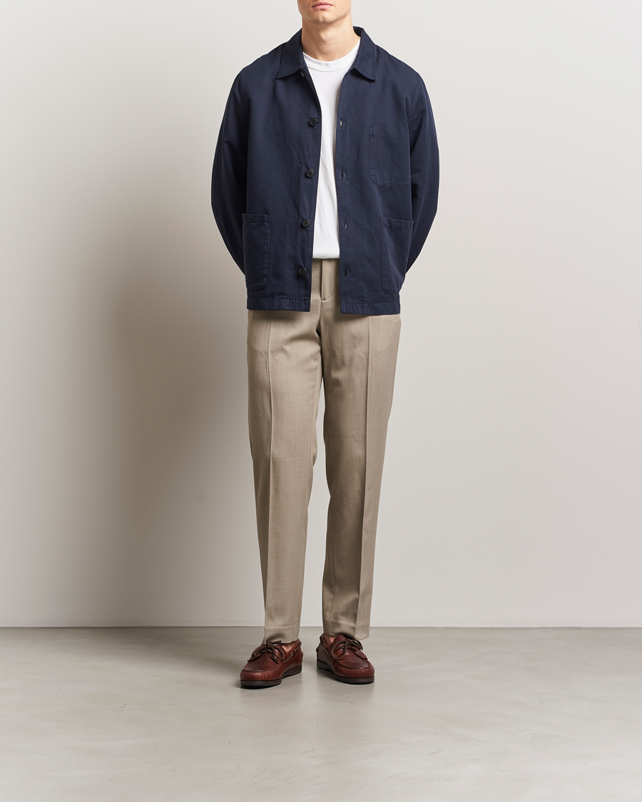 Herren | Hemden | Sunspel | Twin Pocket Cotton/Linen Jacket Navy
