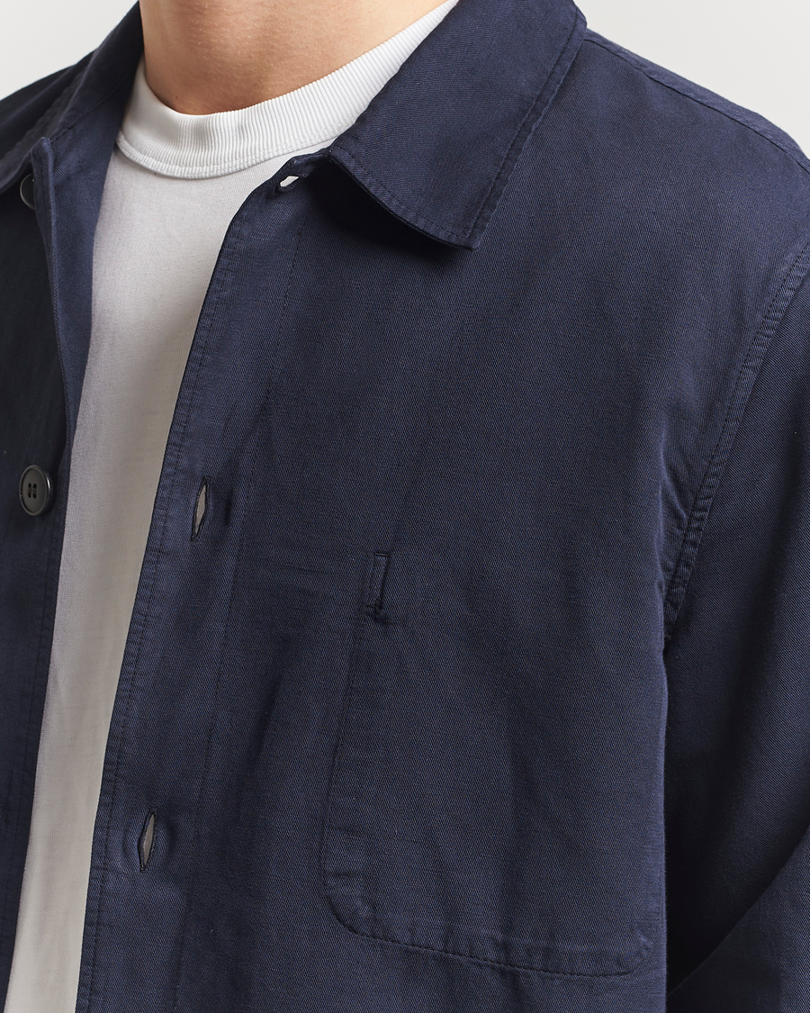 Herren | Hemden | Sunspel | Twin Pocket Cotton/Linen Jacket Navy