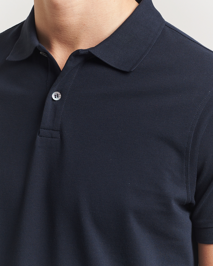Herren | Poloshirts | Sunspel | Supima Cotton Short Sleeve Pique Polo Midnight Navy