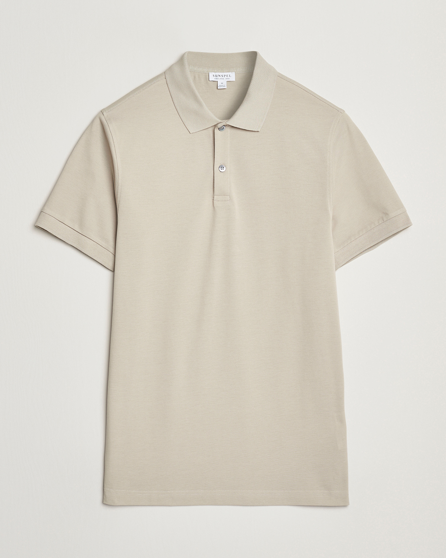 Herren | Poloshirts | Sunspel | Supima Cotton Short Sleeve Pique Polo Ash Grey
