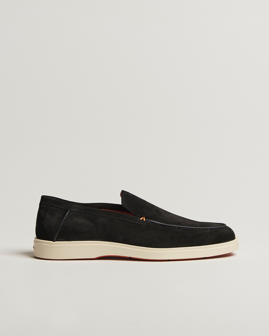 Herren | Santoni Detroit Loafers Black Suede | Santoni | Detroit Loafers Black Suede