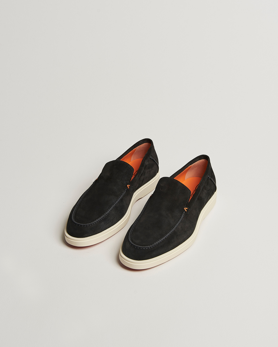 Herren | Santoni Detroit Loafers Black Suede | Santoni | Detroit Loafers Black Suede