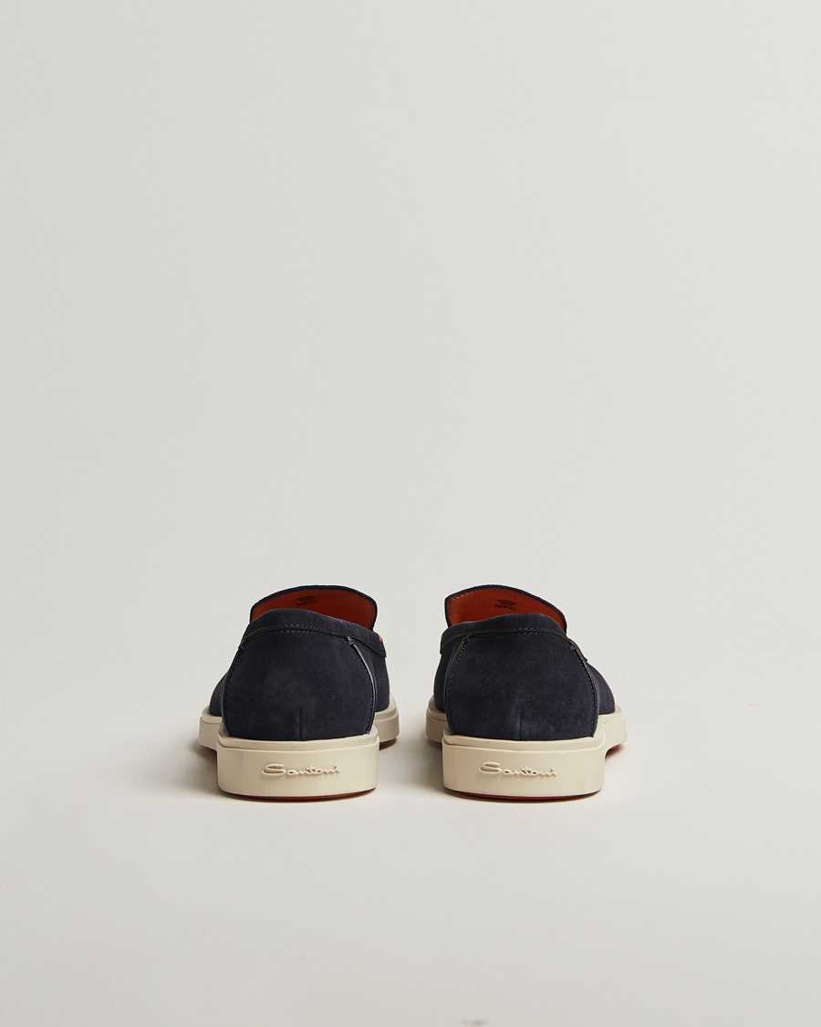 Herren | Santoni Detroit Loafers Navy Suede | Santoni | Detroit Loafers Navy Suede