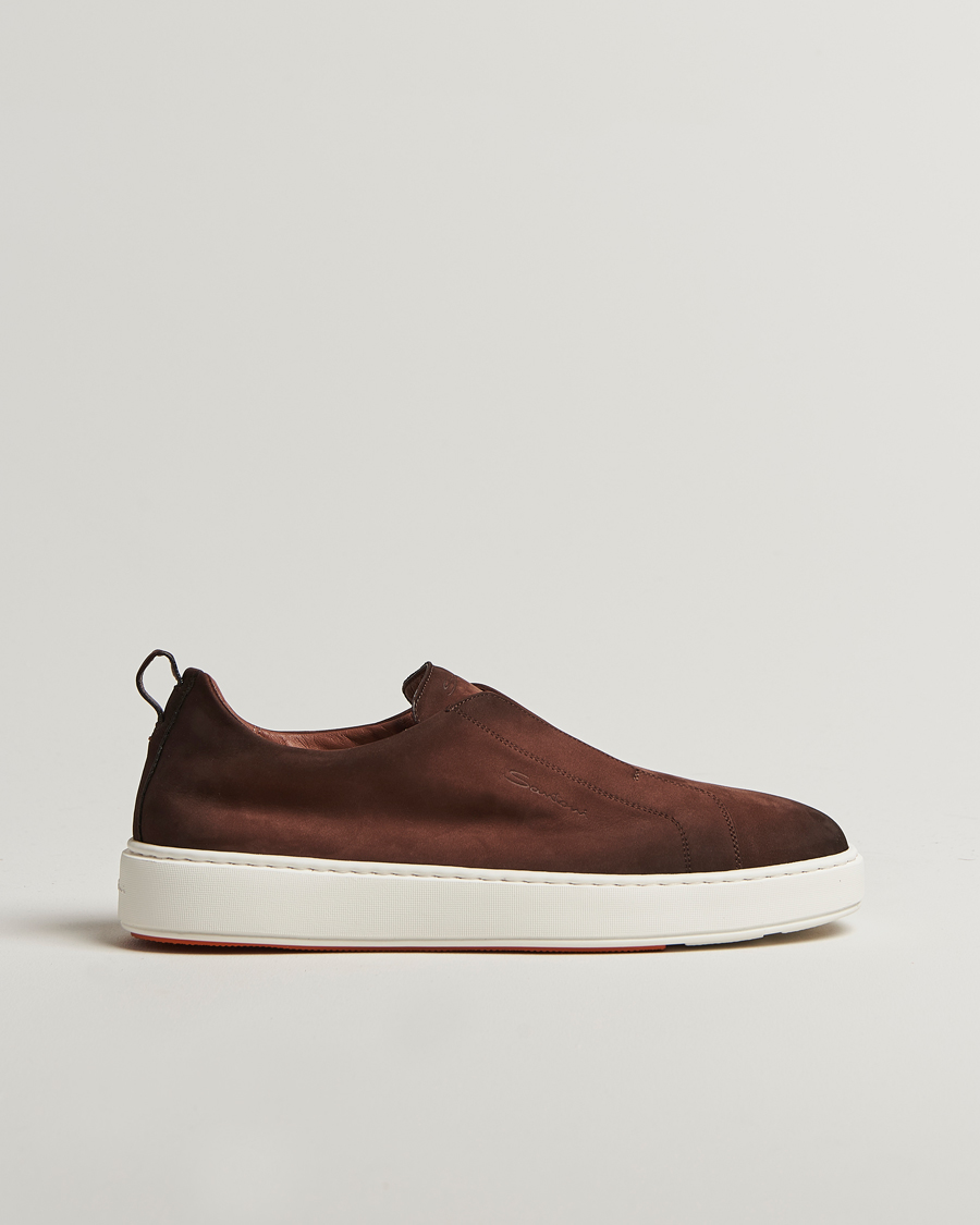 Herren | Santoni Cleanic No Lace Sneakers Brown Nubuck | Santoni | Cleanic No Lace Sneakers Brown Nubuck