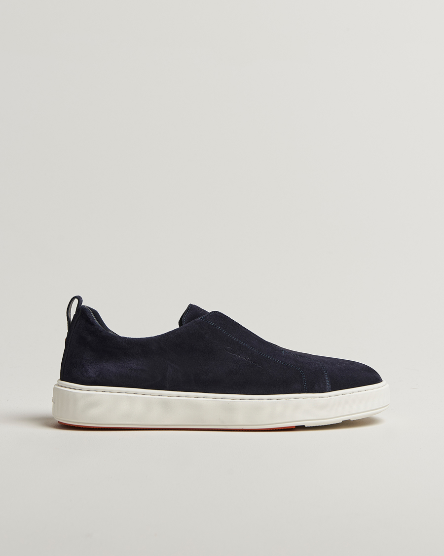 Herren | Sneaker | Santoni | Cleanic No Lace Sneakers Navy Suede